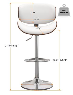 45 파운드 높이 조절 가능한 바 의자 등반과 발받침 PU 가죽 포장재