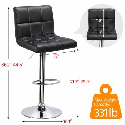 19.5&quot;D x 17&quot;W x 36.5&quot;H 현대 바 스톨 높이 조절 및 회전 PU 가죽