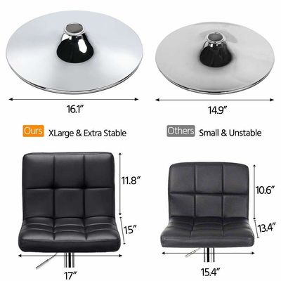 19.5&quot;D x 17&quot;W x 36.5&quot;H 현대 바 스톨 높이 조절 및 회전 PU 가죽