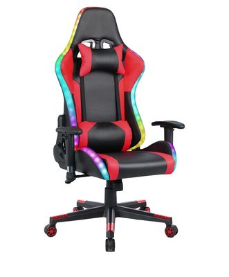 ALINUNU LED 라이트 바와 직물 소재로 커스터마이징 가능한 가죽 RGB 게임 의자