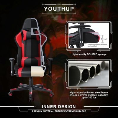 ALINUNU LED 라이트 바와 직물 소재로 커스터마이징 가능한 가죽 RGB 게임 의자