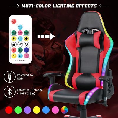 ALINUNU LED 라이트 바와 직물 소재로 커스터마이징 가능한 가죽 RGB 게임 의자