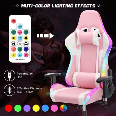 조정 가능한 컴퓨터 사무실 게임 의자 마사지 기능과 LED 라이트 바 ALINUNU