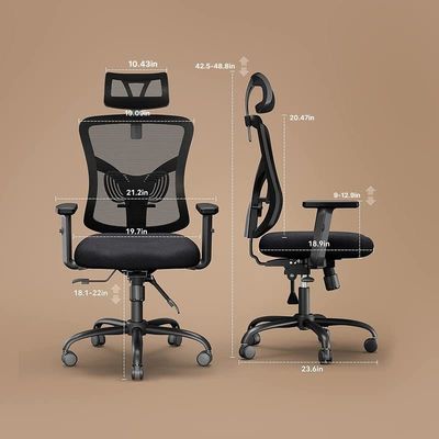 현대적인 디자인 높은 등 메시 사무실 의자 조정 가능한 팔받침과 허리 지원