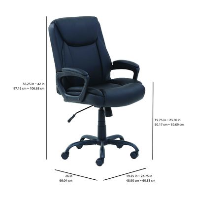 26&quot;D x 23.75&quot;W x 42&quot;H 중반 뒷면 청정 PU 사무실 컴퓨터 책상 의자 3 가스 리프트