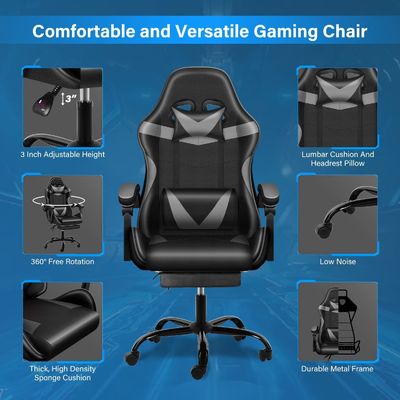 플라스틱 의자 발받침과 허리 지원과 함께 Ergonomic 게임 의자 33 파운드 무게
