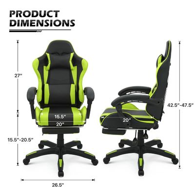 폼 시트 컴퓨터 게임 의자 헤드레스트와 허리 뒷받침 25 &quot;D x 26.5&quot;W x 42.5&quot;H