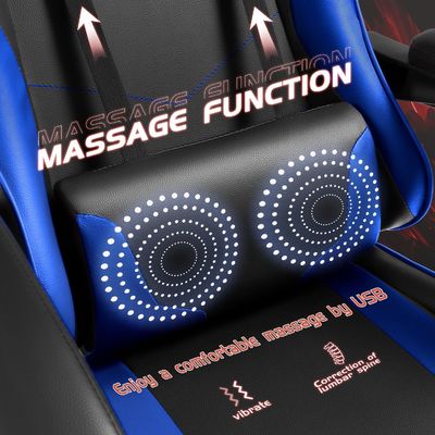 솔리드 백 스타일 에르고노믹 게임 의자 발받침과 마사지 허리 지원