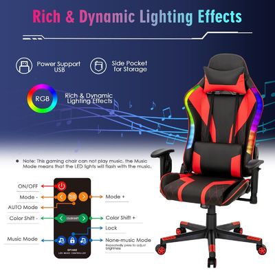 RGB LED 라이트 에르고노믹 디자인으로 게임 의자를 업그레이드 ALINUNU 회전 의자