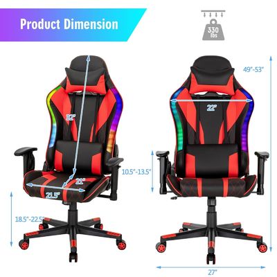 RGB LED 라이트 에르고노믹 디자인으로 게임 의자를 업그레이드 ALINUNU 회전 의자
