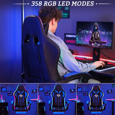 맞춤형 컬러 에르고노믹 게임 의자 LED 라이트 발받침과 회전 스타일