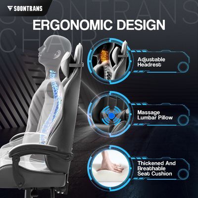 금속형 철 Ergonomic Gamer 의자 마사지 및 높이 조절