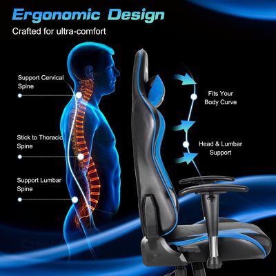 근대적 인 Ergonomic 경주 게임 의자 허리 지원 29.9 &quot;D x 29.9&quot; W x 49.6 &quot;H
