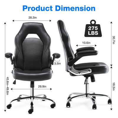 합성 가죽 에르고노믹 게임 의자 허리 지지 29.9 &quot;D x 29.9&quot;W x 49.6 &quot;H