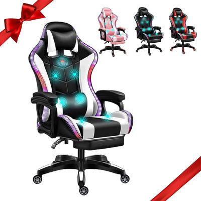 컴퓨터 게임실 조정 가능한 PC 마사지 게임 의자 스피커와 허리 베개