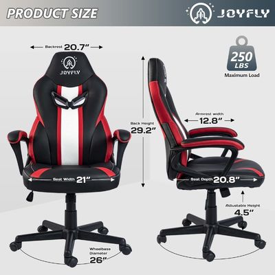 21&quot;D x 25&quot;W x 43&quot;H LUMBAR 지원 경주 게임 의자 성인용 ALINUNU 직선
