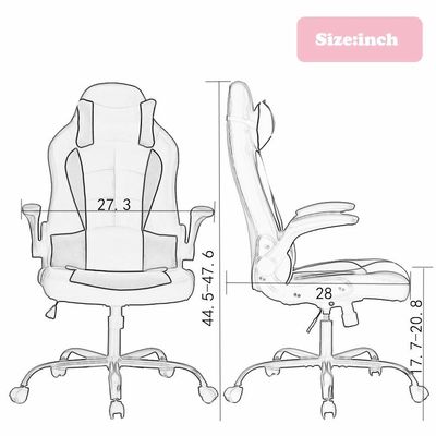 제품 크기 28&quot;D x 27.3&quot;W x 47.6&quot;H 성인용 ALINUNU 직선 게임 의자