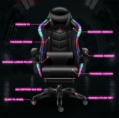 LED 및 스피커가 있는 ALINUNU PC 마사지 게임 의자