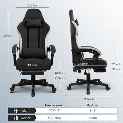 360 회전/높이 조절/복지 좌석 높은 등 Ergonomic 컴퓨터 게임 의자 ALINUNU