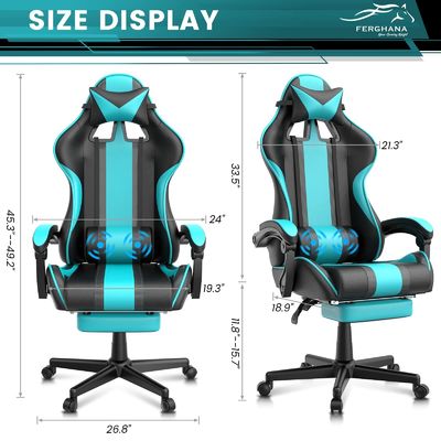 성인 십대용 경주 게임 의자 회전 의자 제품 크기 24&quot;D x 21&quot;W x 52&quot;H