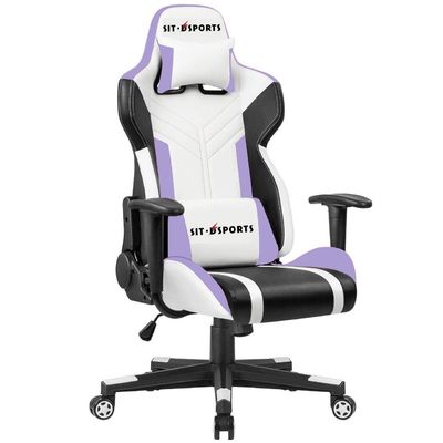 화이트 프레임 블랙 합성 가죽 맞춤형 게임 PC 의자 전기 바퀴 옵션