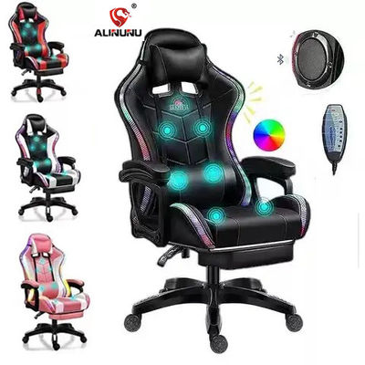 RGB 라이트와 스피커가 있는 휴식 가능한 커버 합성 가죽 게임 마사지 의자
