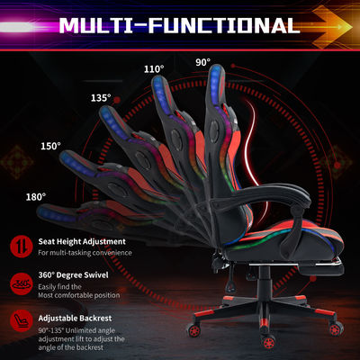 높이 조절 가능한 팔받침 RGB LED 게임 의자 마사지 회전 스타일 및 스피커