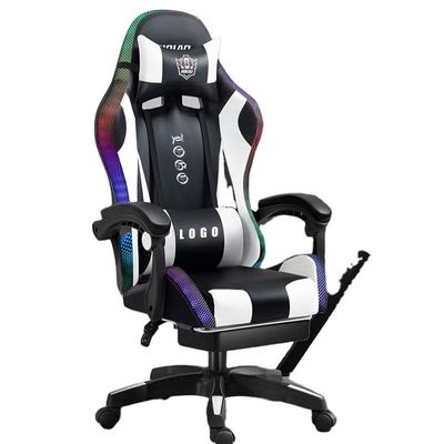 빛과 스피커가 있는 RGB 게임 의자 PU 가죽 마사지 컴퓨터 게임 의자