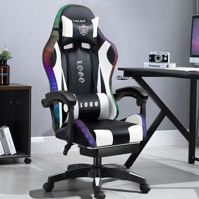 빛과 스피커가 있는 RGB 게임 의자 PU 가죽 마사지 컴퓨터 게임 의자