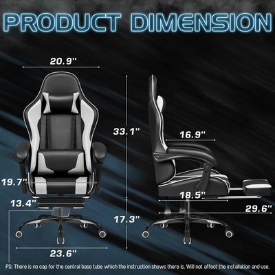 높이를 조절할 수 있는 비디오 게임 의자 풋레스트 게임 의자 18.5&quot;D x 20.9&quot;W x 50.4&quot;H