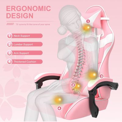 회전용 의자 핑크 게임 의자 풋레스트와 귀여운 토끼 디자인 메일 포장