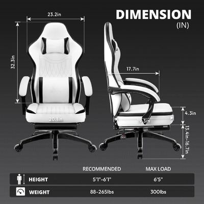 컴퓨터 룸 게임 의자 19.3&quot;D x 20.1&quot;W x 50&quot;H 크기의 주머니 스프링 쿠션