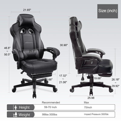 27.16&quot;D x 20.66&quot;W x 47.24&quot;H 에르고노믹 게임 의자