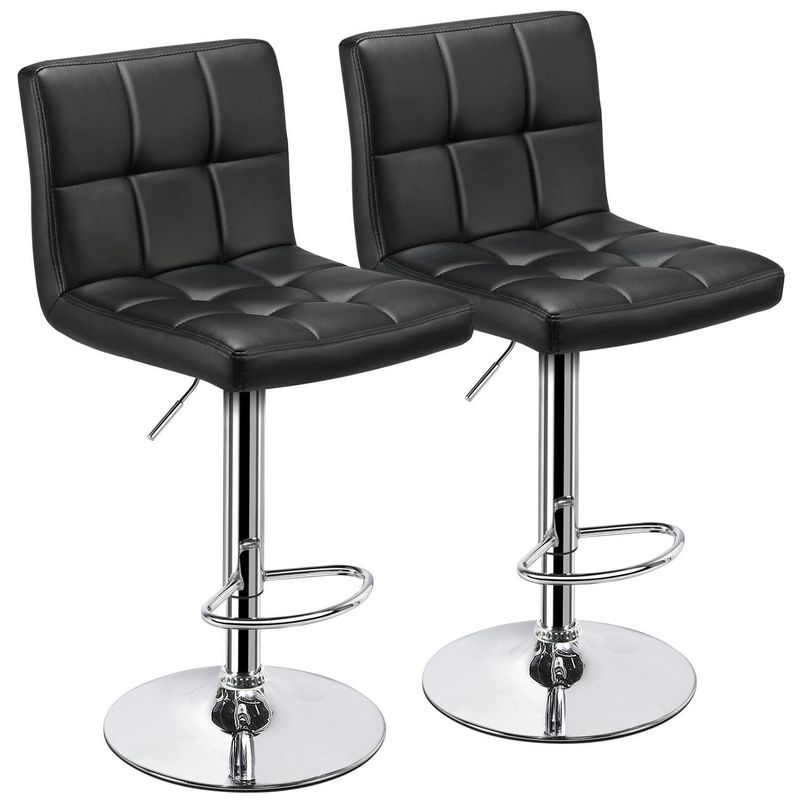 19.5&quot;D x 17&quot;W x 36.5&quot;H 현대 바 스톨 높이 조절 및 회전 PU 가죽