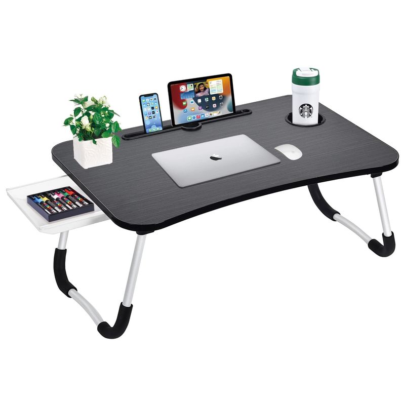 휴대용 폴더블 노트북 침대 테이블 책상 트레이 컵 홀더 15.7 &quot;D x 23.6&quot;W x 11&quot;H