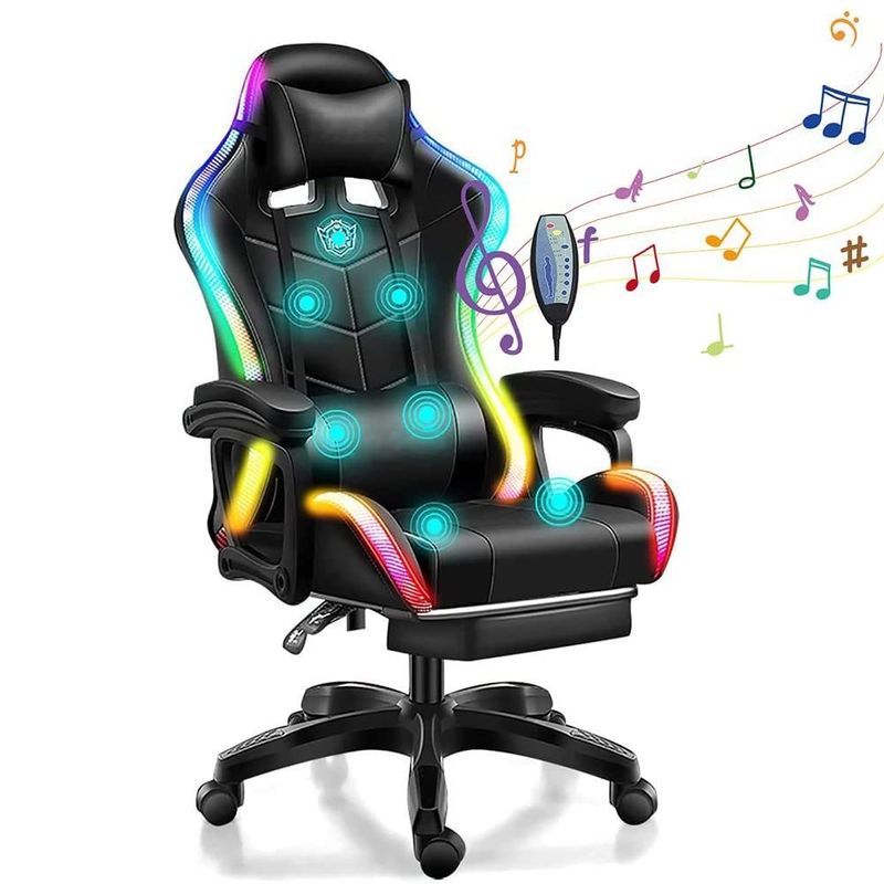 메일 포장 회전 의자 알리누 RGB 게임 의자 7 포인트 마사지 및 LED 조명