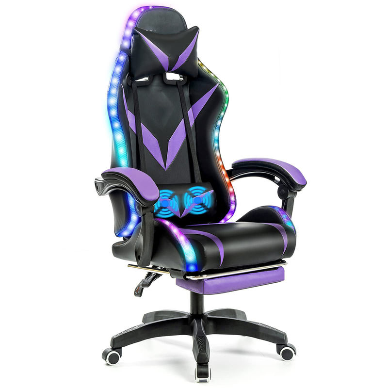 메일 포장 마사지 및 LED 라이트가있는 Ergonomic RGB 게임 의자 회전 의자 스타일