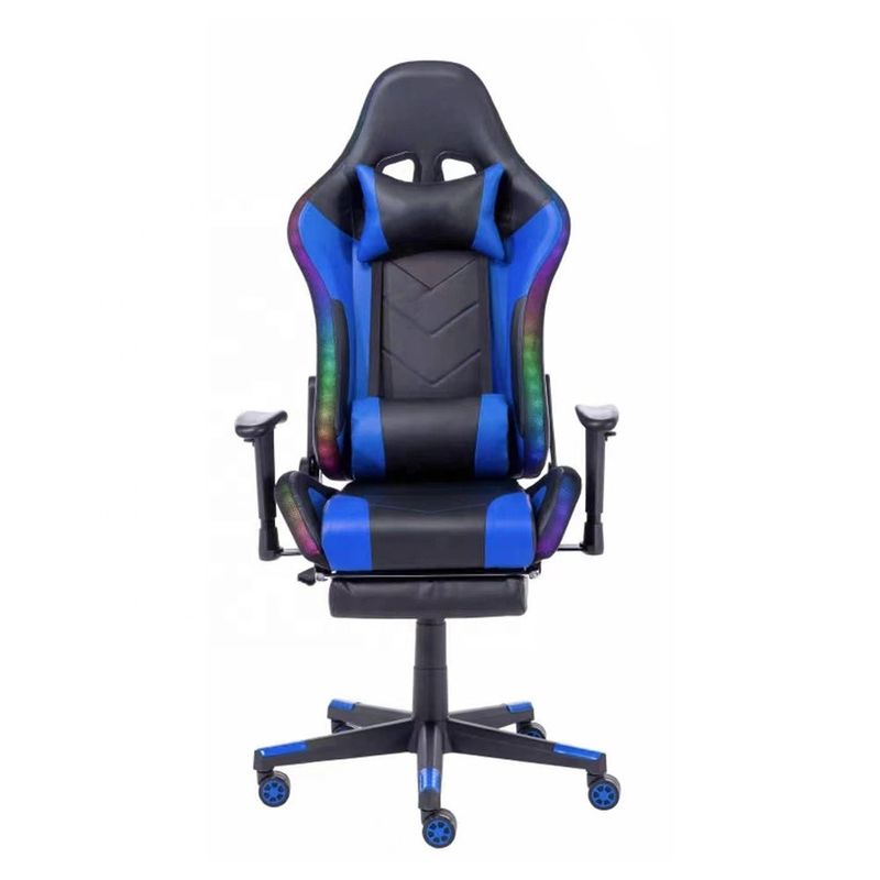 좌석 높이 54cm 조정 가능한 팔받침 레이싱 LED 라이트 RGB 게임 의자 사용자 지정 로고
